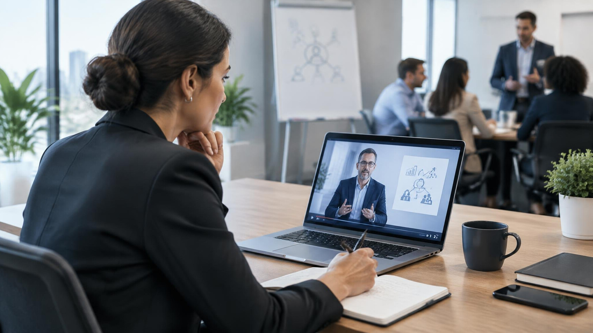 manager studying online course