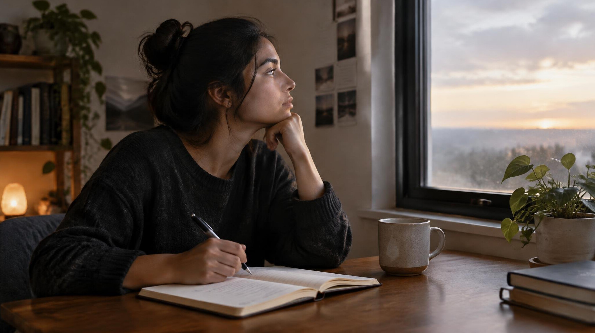 person reflecting alone